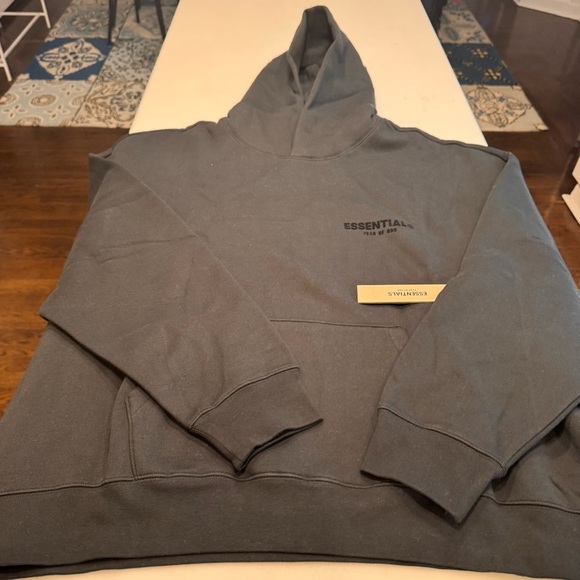 ESSENTIALS Fear of God Men’s XL Hoodie Stretch Limo Black NEW W/ Tags. - Picture 1 of 10